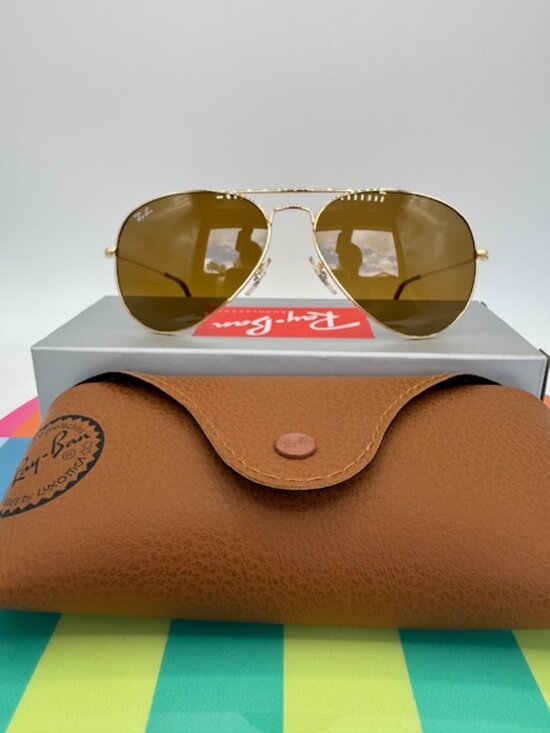 Ray-Ban RB3025 Aviator Sunglasses 001/33 Gold/Brown Lens main image 12